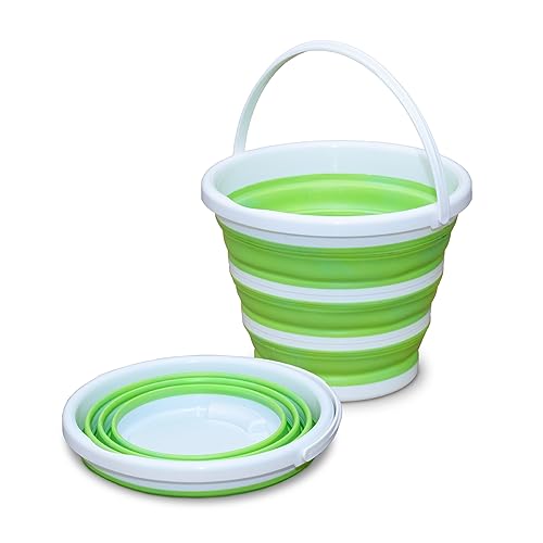 Pine-Sol Collapsible Bucket 2.6 Gallon - Multipurpose Foldable Pail for Cleaning, Car Wash, Outdoor, and Camping - Portable Round Plastic Tub with Handle - size: 2.6G