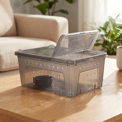 Reptile Carrier Plastic Habitat Box with Efficient Ventilation System and Versatile Design for Turtle and Gecko Breeding, Insect Pet Breeding Box,