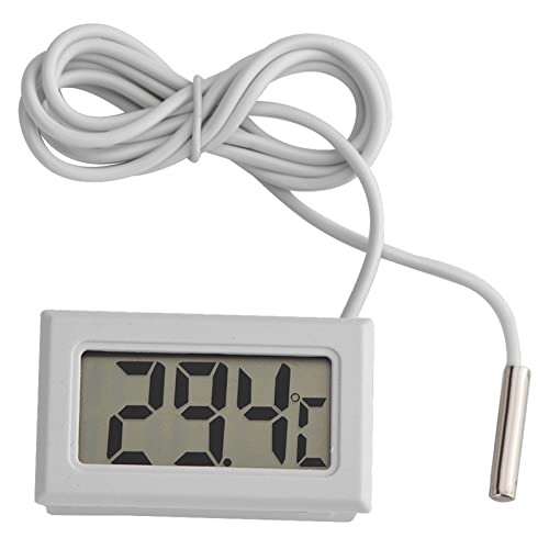 Digital Thermometer, Mini LED Display, High Accuracy Probe for Aquarium, Reptile Incubator, Greenhouse, Long Sensor Remote Monitoring, Battery Operated