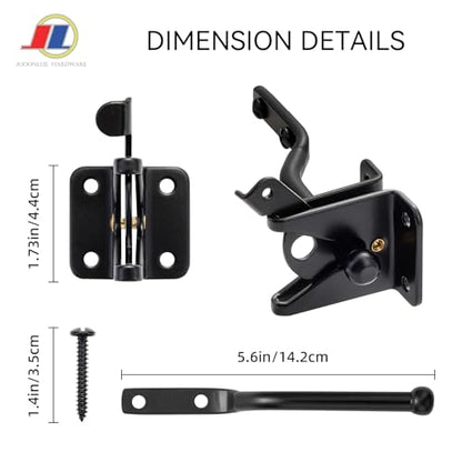 Gravity Gate Latch, Self-Locking Fence Latch, Black | Compact black self-locking gravity latch for wood or metal gates; weather-resistant hardware for garden, yard and pet gates. - size: Lightweight door