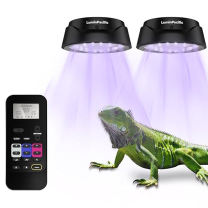 UVB Reptile Lights with Remote, UVA UVB Light with Timer | 10-Level Dimming, UVB Output covers Ferguson Zones 1-4, UVA UVB Reptile Lamp, 5 Preset Modes&DIY Mode, Magnetic Mount - color: 2 Pack