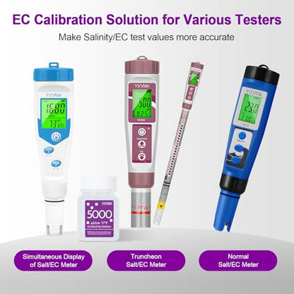 5000μS/cm Conductivity Calibration Solution for Salt Meter/Saltwater Pool | Salinity Buff Calibration Fluid for SPA Hot Tub,EC Calibration Solution Kit for EC Meter TDS Tester, 4 Bottles of 50mL - color: Purple