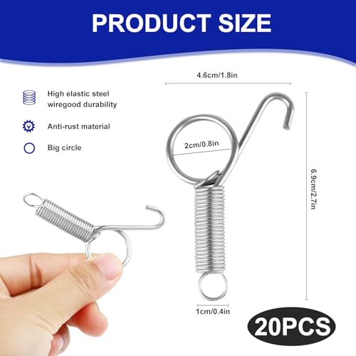 20Pcs Spring Door Latch for Rabbit Cages,Cages Door Metal Finger Spring Latch Hook, Multi Functional Pet Cages Door Spring Latch for Fixing Pet,Bunnies, Rodents, Hamsters,Squirrels Cages Hook