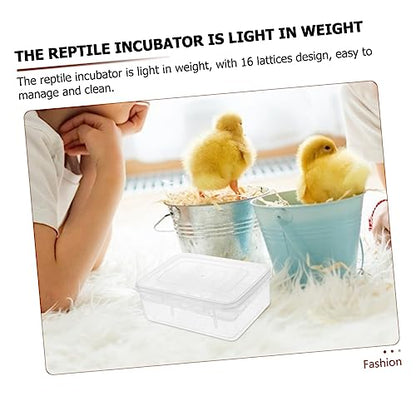 TOYANDONA 16-Hole Plastic Reptile Egg Incubator Hatching Box for Gecko and Lizard Eggs Sturdy Reptile Breeding Tray Lid for Accessories