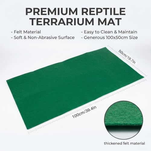 MAQIHAN Reptile Carpet for 40 Gallon - 39 x 20 Inch Reptile Mat, Green | Bearded Dragon Mat, Cut-to-Fit Terrarium Liner for Leopard Geckos, Snakes, Lizards and Tortoise Habitats