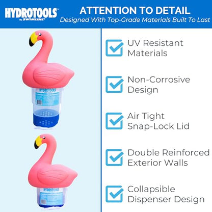 SWIMLINE HYDROTOOLS 87273 Flamingo Large Capacity Pool & Spa Chemical Dispenser | Compatible With Bromine & Chlorine Supports 1-3’’ Tablets | Adjustable For Customizable Flow Rate | Cost Effective - color: Flamingo