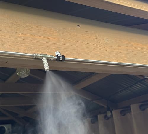 App Controlled High Pressure Misting Mister System Kit 1000 PSI Stainless Steel Tubing DIY Patio Greenhouse (40' w/ 20-.006" Nozzles for Most Hot Climates, Stainless Steel Tubing) - style: 40' w/ 20-.006" Nozzles For Most Hot Climates