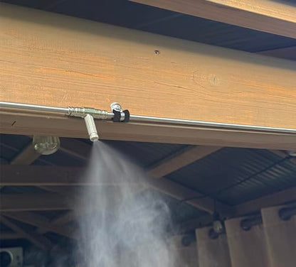 App Controlled High Pressure Misting Mister System Kit 1000 PSI Stainless Steel Tubing DIY Patio Greenhouse (40' w/ 20-.006" Nozzles for Most Hot Climates, Stainless Steel Tubing) - style: 40' w/ 20-.006" Nozzles For Most Hot Climates