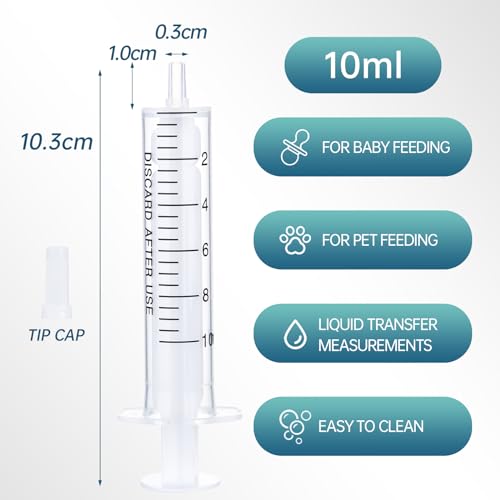 40pcs 10ml/cc Plastic Syringes with Caps for Industry Lab Pet Feeding - size: 10ml/cc