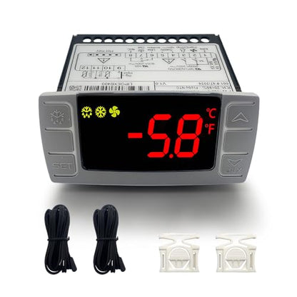 XR06CX-4N1F1 Thermostat Controller with Sensor Probe for Dixell | Programmable Temperature Controller Replacement for Dixell XR06CX 4N1F1. Perfect for 120V Commercial Refrigerators Freezer - size: XR06CX-4N1F1
