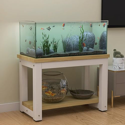Beige Fish Tank Stand, 2-Tier Multifunctional Aquarium Rack, Easy Assembly Terrarium Shelf for Home/Office, Sturdy Floor-Standing Design, 60x30cm (23.6x11.8in),Beige,60x30cm/23.6x11.8in