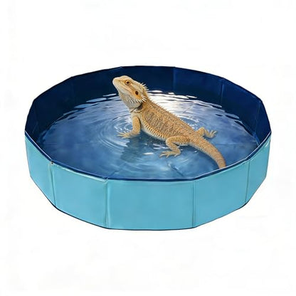 Foldable Pet Bath Pool, Collapsible Dog Bath Tub for Large & Small Dogs, Cats, Bearded Dragon, Portable Outdoor Swimming Pool for Camping, Washing Vegetables (Small Animal - Blue)