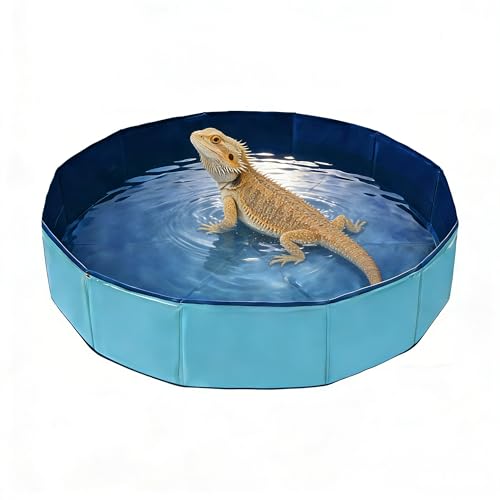 Foldable Pet Bath Pool, Collapsible Dog Bath Tub for Large & Small Dogs, Cats, Bearded Dragon, Portable Outdoor Swimming Pool for Camping, Washing Vegetables (Small Animal - Blue)