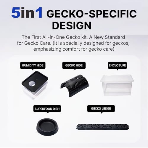 3.5 Gallon Reptile Terrarium Kit - Hatchling & Juvenile Gecko Tank with Humidity Hide, Ledge & Feeding Dish - for Baby Geckos, Dart Frogs, Jumping Spiders & Isopods