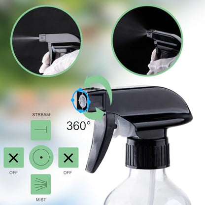 Spray Bottles 2Pack 10oz Fine Mist Empty Squirt Bottle for Cleaning | Refillable Plastic Water Spray Bottle with Adjustable Nozzle BPA Free Small Spray Bottle for Hair Plants Pet Training - color: 2Clear