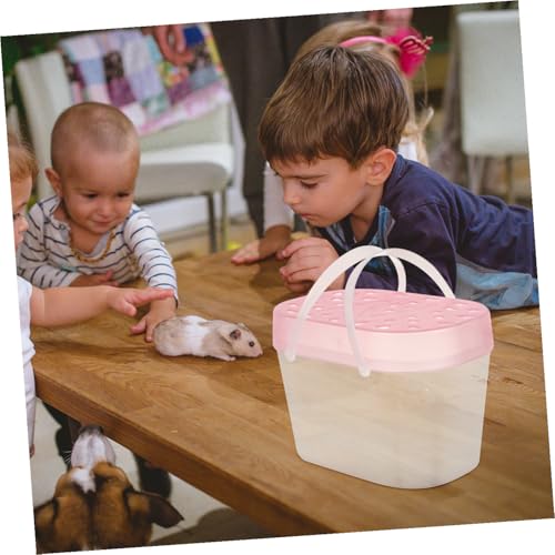 2pcs Small Pet Cages and Reptile Containers Portable Turtle Carrying Cases Medium Pink Handheld Outdoor Travel Hamster Boxes