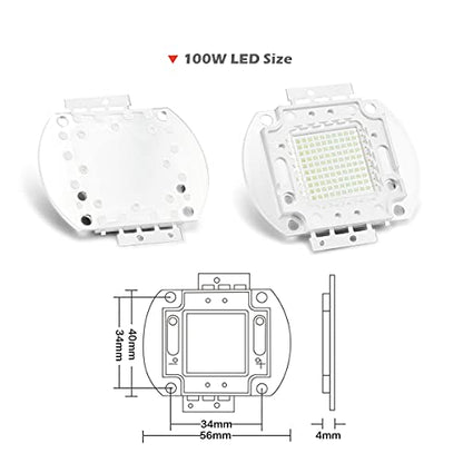 CHANZON High Power Led Chip 100W Cyan 490nm | (3000mA / DC 30V - 34V / 100 Watt) Super Bright Intensity SMD COB Light Emitter Components Diode Bulb Lamp Beads DIY Lighting - color: G) Cyan (490nm)