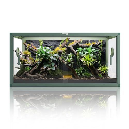 Stackable 50 Gallon Reptile Enclosure for Gecko, Juvenile Reptile | Optimal Ventilation & Light Penetration by Rust Proof Mesh Top, Easy Assembly within 6 Steps with Clear Instruction - color: Earthy Green, size: 50 Gallon