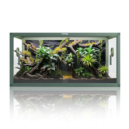 Stackable 50 Gallon Reptile Enclosure for Gecko, Juvenile Reptile | Optimal Ventilation & Light Penetration by Rust Proof Mesh Top, Easy Assembly within 6 Steps with Clear Instruction - color: Earthy Green, size: 50 Gallon