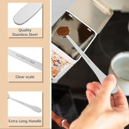 1PCS 1/2Teaspoon(1/2tsp, 2.5ml) Extra-long Handle Measuring Spoon | 18/8(304) Stainless Steel, Food-Grade, High Precision, Durable, ‌Rust-Free, Dishwasher-Safe, Easy-Read Marking - size: 1/2tsp|2.5ml