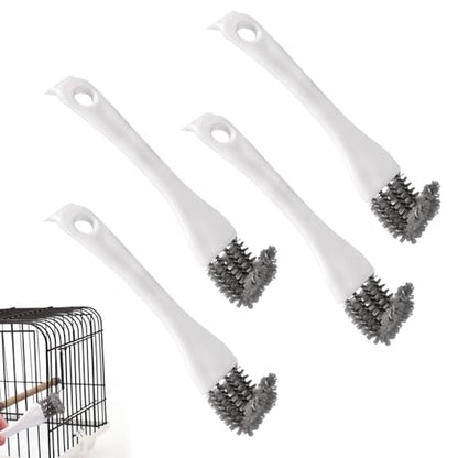 4pcs Bird Cage Cleaner with Long Handle, Stainless Steel Kennel Parakeet Bird Perches Remover Guinea Pig Cage Cleaning Brush Efficient Parrot Dropping Supplies for Budgie Cockatiel Small Pets