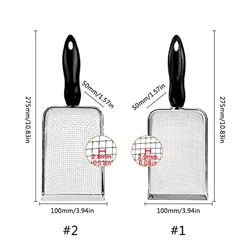 Scoops Terrarium Bedding Sand Sifter Stainless Steel Fine Small Pet Cage Cleaner Shovel - size: 2.8mm hole