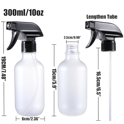 Spray Bottles 2 Pack 10 oz Refillable Plastic Squirt Bottle for Liquid | Fine Mist Water Spray Bottle with Adjustable Stream Nozzle BPA-free Spray Bottle for Hair, Plant, Cleaning, Pet Training - color: 2 Frosted