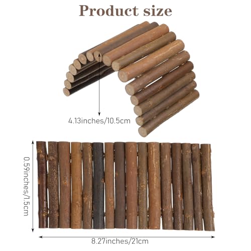 Natural Wood Hideout Hamster Bridge Tunnel Ladder Hamster Cage Accessories Small Animal Molar Chew Toys Reptile Tank Habitat Decor Hiding Hut for Chinchillas Lizards Mice Spiders Rabbit Brown
