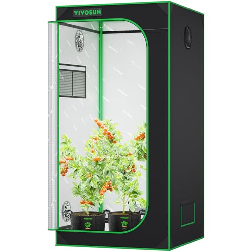 VIVOSUN S276 2.7x2.7 Grow Tent 32"x32"x63" Highest Reflective Mylar Tent | Easy View Observation Window & Removable Floor Tray, 100% Reflective Mylar Interior, Steel Frame for Growth Setup - size: 32"x32"x63"