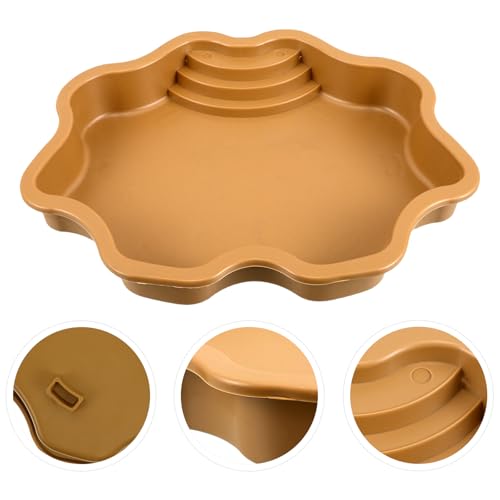 Artibetter Reptile Food Bowl and Turtle Soaking Tray Plastic Basin with Ramp for Amphibians and Lizards Brown Yellow Pet Bathing Pool for Turtle and Gecko Habitat