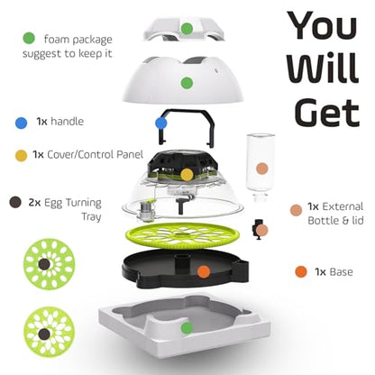 Egg Incubators for Hatching Eggs, Temperature Humidity Control | Automatic Egg Turning, Atomizer Humidification, Built-in Egg Candler, incubating chicken/duck/goose/quail/parrot eggs - size: 18 Egg