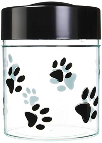 Pawvac Kilovac Airtight Pet Food Container – Multi-Use Vacuum Container for Pet Food and other Dry Goods – 2.5 lbs / 40 oz / 3.8L, Wide-Mouth, Patented Vacuum Seal, Clear with Paws - color: Black, size: TV6