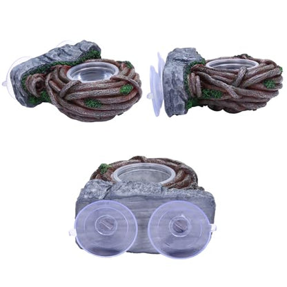 AIICIOO Vine Reptile Feeding Ledge Pet Food Bowl Water Dish Amphibian Feeder Bowl Reptile Terrarium Decor for Bearded Dragon Lizard Snake Frog Gecko Tortoise Hermit Crab - size: Vine Single Feeder