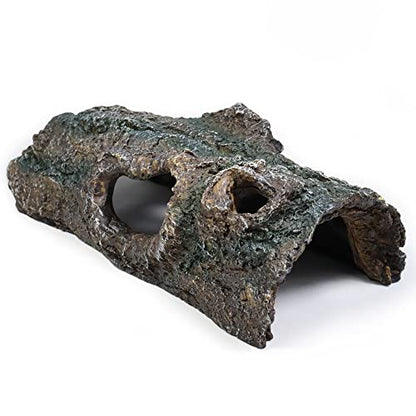 fazhongfa Reptile Hide Tree Trunk Lizard Snake Gecko Axolotl Spider Turtles Bearded Dragon Tank Accessories Large Hollow Log for Aquarium or Fish Tank Resin Wood Decorations Ornament - style: Style-1