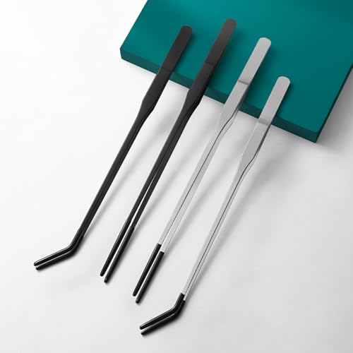 Reptiles Feeding Tongs Clamp Long Nonslip Coated Stainless Steel for Safe Pet Food Handling Pet Feeding Spoon - color: Feeding spoon color titanium