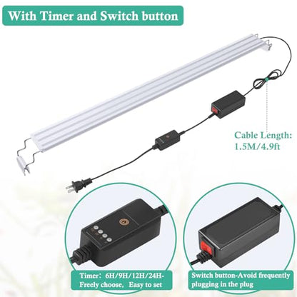 HITOP Full Spectrum LED Aquarium Light 32-40" Classic Fish Tank Light with Timer, Aquarium Plant Light with Stable Extendable Brackets - size: 32-40in