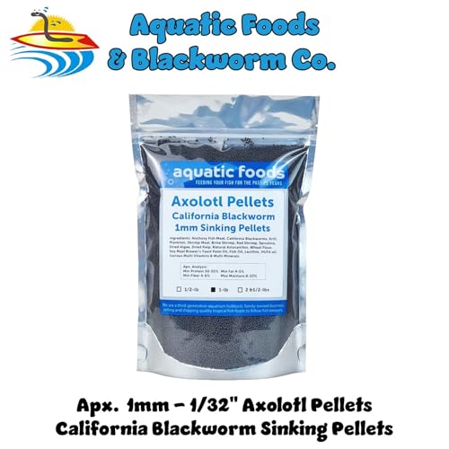 Axolotl Blackworm Pellets. 1mm-1/32 Sinking California Blackworm Micro Pellets for Baby Axolotl, Shrimp, Salamanders, Frogs, Snails, Newts…1-lb Pouch Bag - size: 1 Pound (Pack of 1)