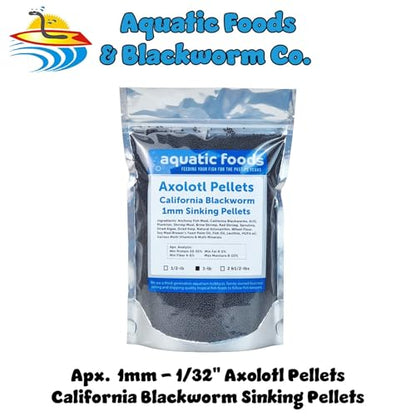 Axolotl Blackworm Pellets. 1mm-1/32 Sinking California Blackworm Micro Pellets for Baby Axolotl, Shrimp, Salamanders, Frogs, Snails, Newts…1-lb Pouch Bag - size: 1 Pound (Pack of 1)