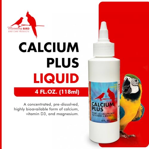 Calcium Plus Liquid for Birds – Calcium Supplement with Vitamins and Minerals for Strong Eggshells, Healthy Bones - Support Growth, Breeding, and Wellness for All Birds 4 Fl Oz | Calcium Supplement - Supports Healthy Growth, Bone Strength, Breeding, Brain