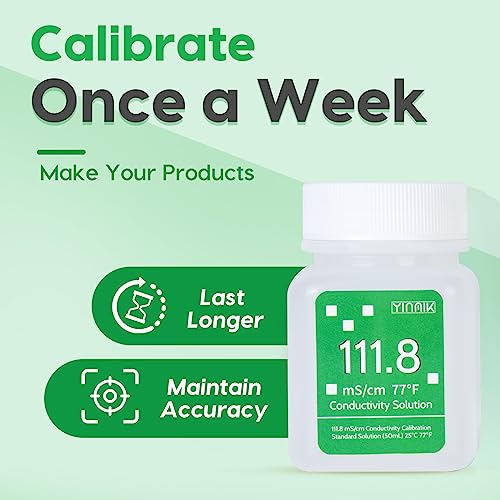 111.8 mS/cm Calibration Solution Conductivity Salt Standard Buffer Solution | EC Buffer Solution For Salinity Tester, EC Meter, TDS Meter, 7 in 1 Multi-Parameter Tester Calibration, 4 Bottles of 50mL - color: White