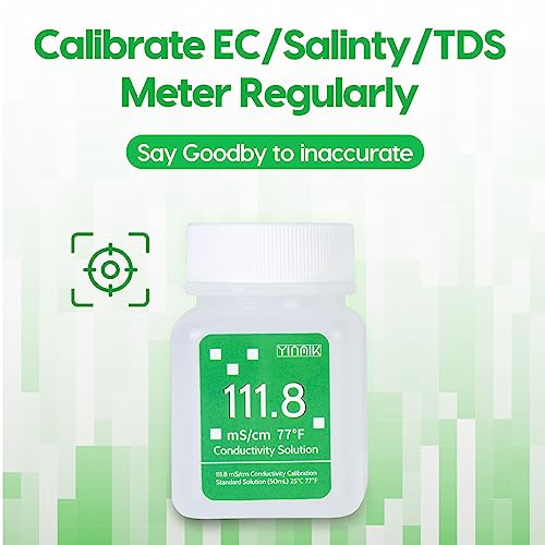 111.8 mS/cm Calibration Solution Conductivity Salt Standard Buffer Solution | EC Buffer Solution For Salinity Tester, EC Meter, TDS Meter, 7 in 1 Multi-Parameter Tester Calibration, 4 Bottles of 50mL - color: White