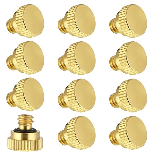 Misting Nozzles, 12 Pcs Mister Nozzles with O Ring, Mist Nozzle Brass Misting Heads Mister Parts Accessories for Garden Greenhouse Patio Outdoor Cooling System