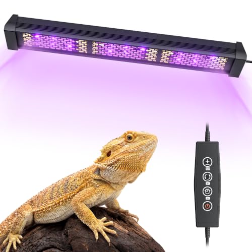 LED UVB Reptile Light with Timer & Dimmer (12inch) | 12W Full Spectrum UVA UVB Lamp with 3 Lighting Modes,5-Level Dimmable,4/8/12H Cycle Timer,for Bearded Dragon,Gecko,Tortoise - size: 12inch