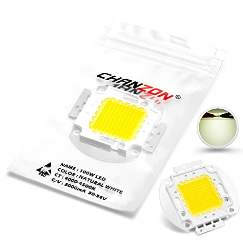 CHANZON High Power Led Chip 100W Natural White 4000K - 4500K | (3000mA / DC 30V - 34V / 100 Watt) Super Bright Intensity SMD COB Light Emitter Components Diode Bulb Lamp Beads DIY Lighting - color: B) Natural-white (4000k)