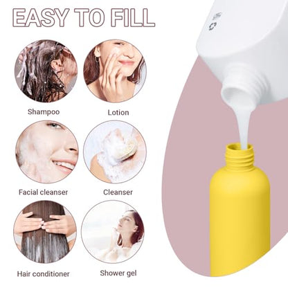 Travel Shampoo Bottle, Empty Plastic Squeeze Bottles 8.8oz with Flip Cap, Lotion Container for Toiletries Travel Size Shampoo and Conditioner - color: Yellow