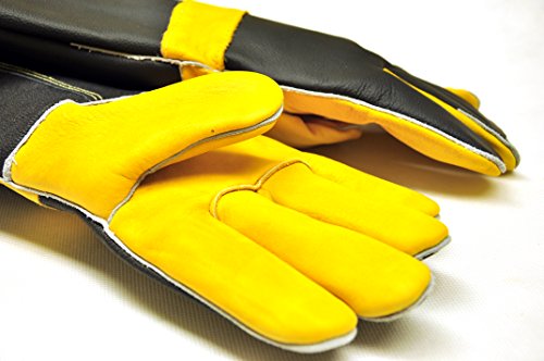 G & F Products Leather Heat-Resistant BBQ Gloves, Kevlar Stitch, 1 Size - style: Grain Finish Back/Suede Finish Palm.