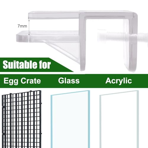 LINLAN 6 Pieces Aquarium Lid Clips, Transparent ABS Plastic Rimless Fish Tank Top Cover Support, Suitable for Plastic Dividers and DIY Anti-Jump