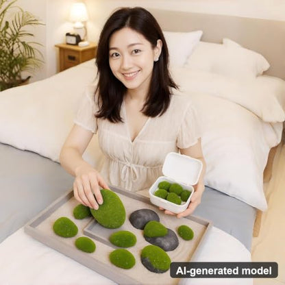 12 Pcs Artificial Moss Rocks (6 Sizes) Fake Rocks, Moss Balls, Faux Moss - Perfect for Flower Arrangements, Gardens, DIY Crafts, and Aquarium Plants Decorate