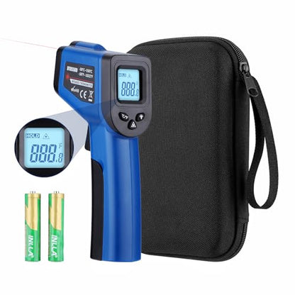 Digital Laser Thermometer for Griddle,Infrared Temperature Gun for Cooking | Larger Font Clear LCD Backlit, -58℉~1022℉ IR Thermometer for Blackstone Pizza Oven Deep Frying, Hard Carrying Case, Blue - color: Blue