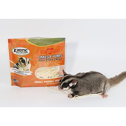Exotic Nutrition Omega YUMS Fish Stick Treat for Sugar Gliders | All Natural Strips Made with Real Fish (0.6 oz) - size: 0.6 Ounce (Pack of 1)